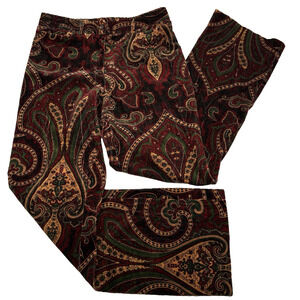 Vintage 90s Harold's Paisley Corduroy Mid Rise Straight Stretch Pants 6 28x31"